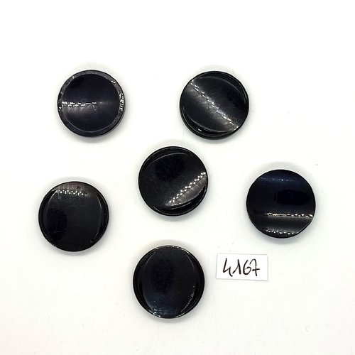 6 boutons en résine noir - 21mm - tr4167