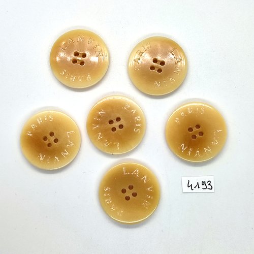 6 boutons en résine beige haute couture lanvin - 28mm - tr4193