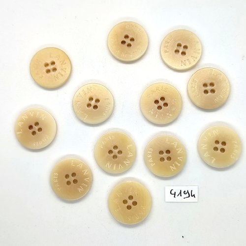 15 boutons en résine beige haute couture lanvin - 20mm - tr4194