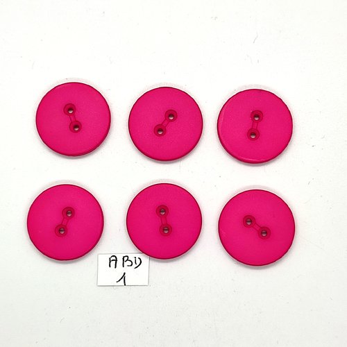 6 boutons en résine fuchsia - 23mm - abd1