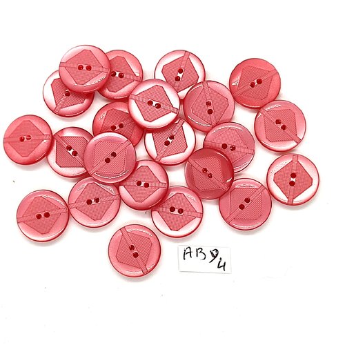 22 boutons en résine rose - 15mm - abd4