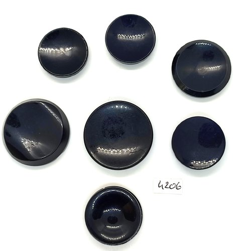 7 boutons en résine noir - 36mm - 31mm - 30mm - 27mm - tr4206