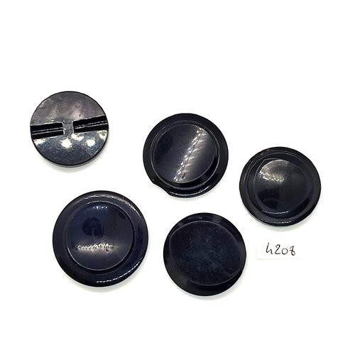 5 boutons en résine noir - 31mm - 29mm - tr4208