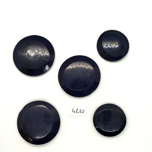 5 boutons en résine noir - 40mm et 30mm - tr4210