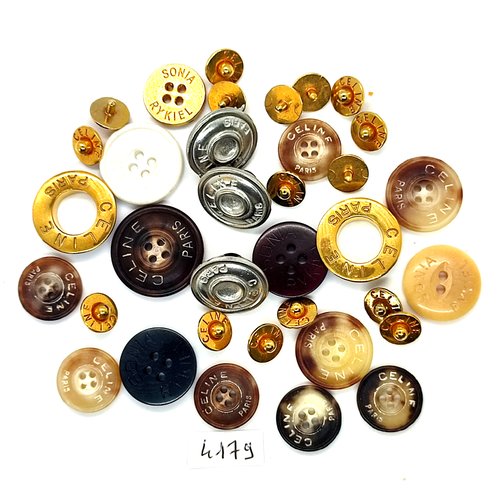 14 boutons en résine et 3 pressions en métal celine paris et rodier homme - taille diverse - tr4179