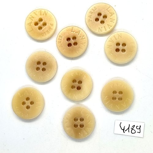 10 boutons en résine beige - haute couture lanvin - 18mm - tr4189