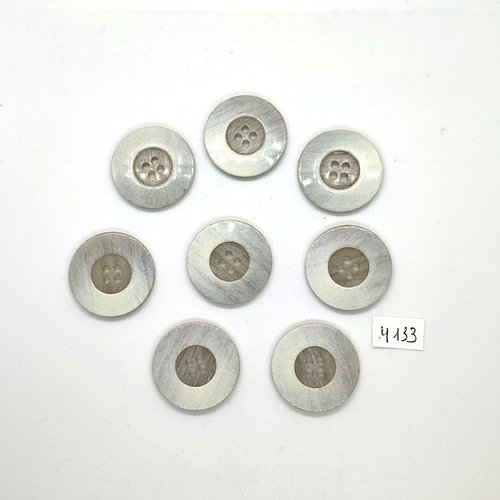 8 boutons en résine gris - 27mm - tr4133