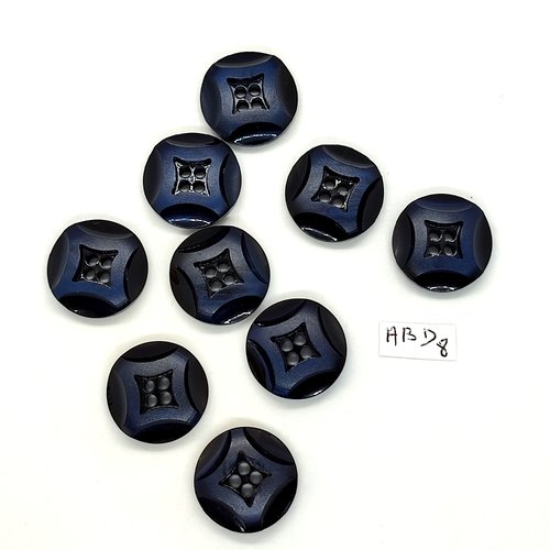 9 boutons en résine bleu foncé - 22mm - abd8