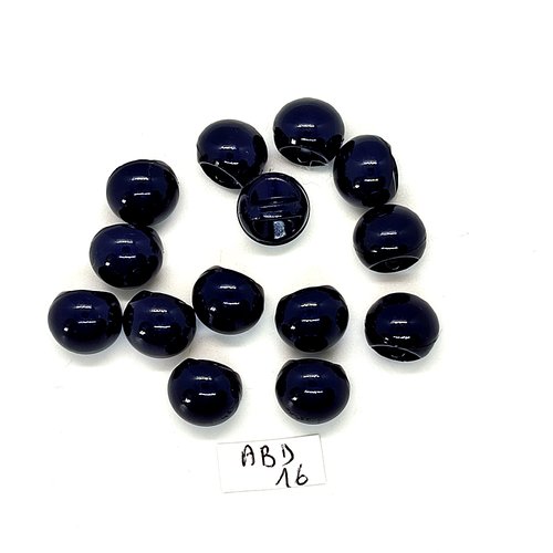 14 boutons en résine bleu foncé  - 12mm - abd16