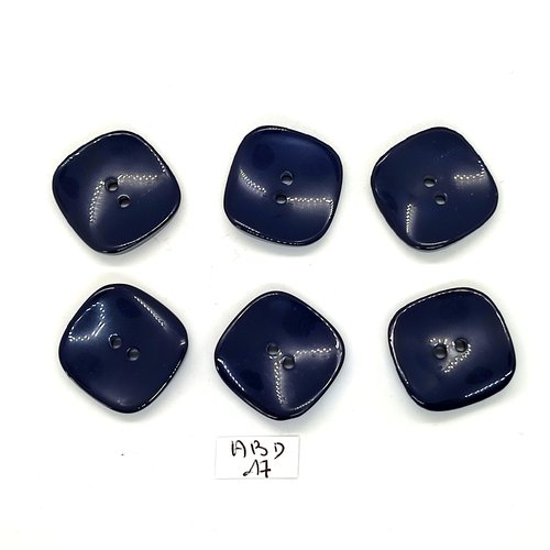 6 boutons en résine bleu foncé  - 24x24mm - abd17