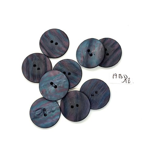 9 boutons en résine bleu / gris  - 23mm - abd18