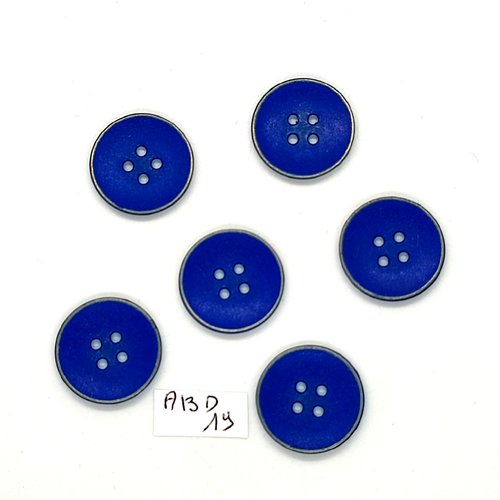 6 boutons en métal bleu  - 20mm - abd19