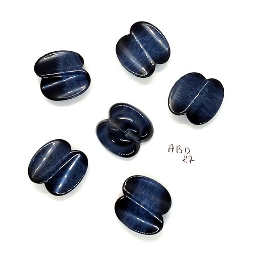6 boutons en résine bleu - 23x23mm - abd27
