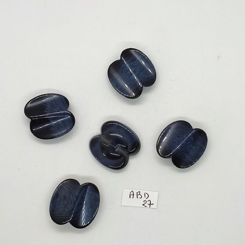 5 boutons en résine bleu - 23x23mm - abd27