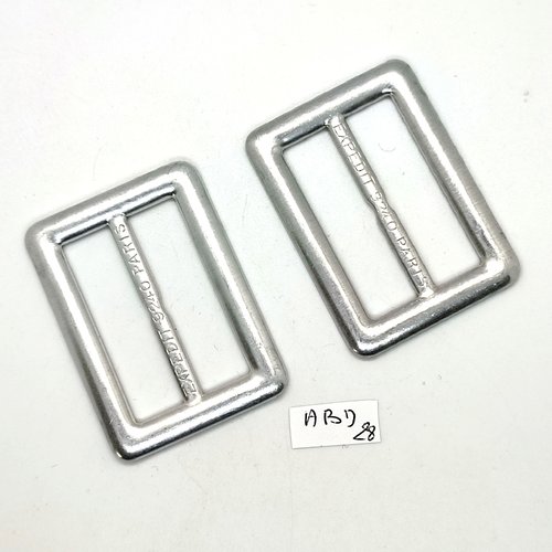 2 boucles de ceinture coulissantes en métal  argenté - 40x55mm - abd28