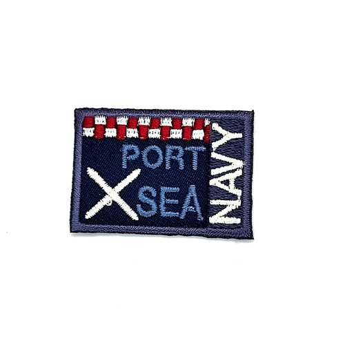 1 thermocollant / écusson à coudre - port sea navy - 28x40mm
