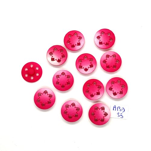 12 boutons en résine fuchsia et rose - 17/18mm - abd33