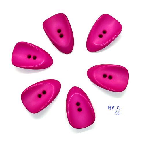 6 boutons en résine fuchsia foncé - 24x38mm - abd34