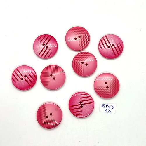 9 boutons en résine rose - 22mm - abd35