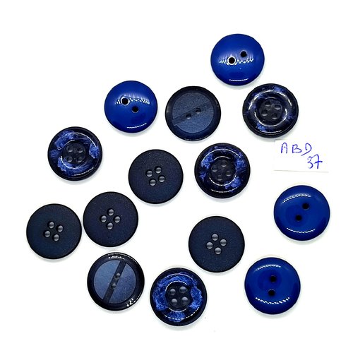 14 boutons en résine bleu - 17/18mm - abd37