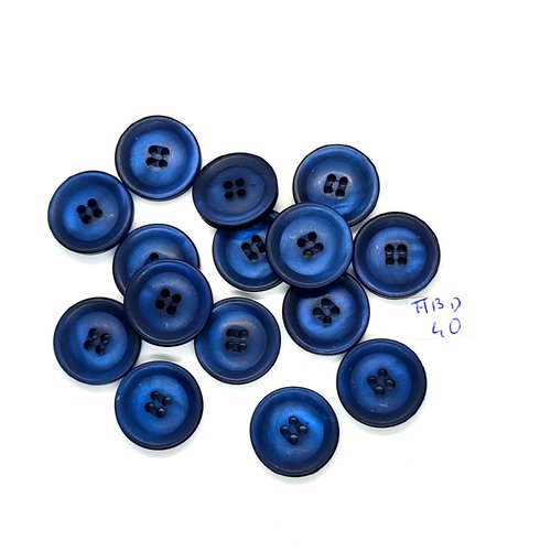 15 boutons en résine bleu foncé - 18mm - abd40
