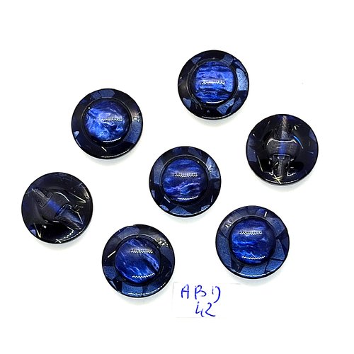 7 boutons en résine bleu foncé - 18mm - abd42