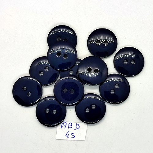 12 boutons en résine bleu foncé - 18mm - abd45