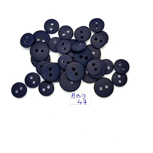 35 boutons en résine bleu foncé - 10mm et 12mm - abd47