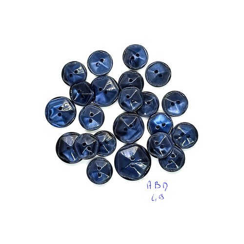 22 boutons en résine bleu foncé - 13mm - 15mm et 18mm - abd49