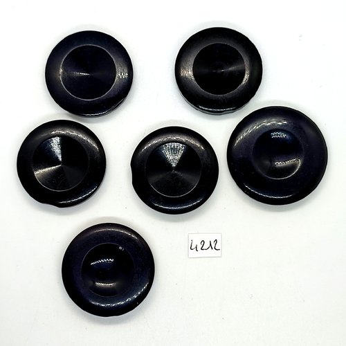 6 boutons en résine noir - 40mm - tr4212