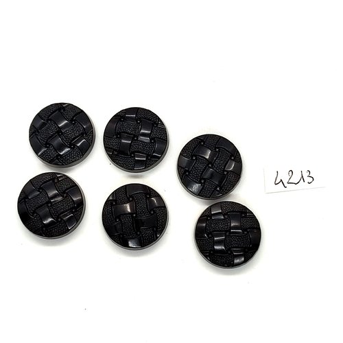 6 boutons en résine noir - 22mm - tr4213