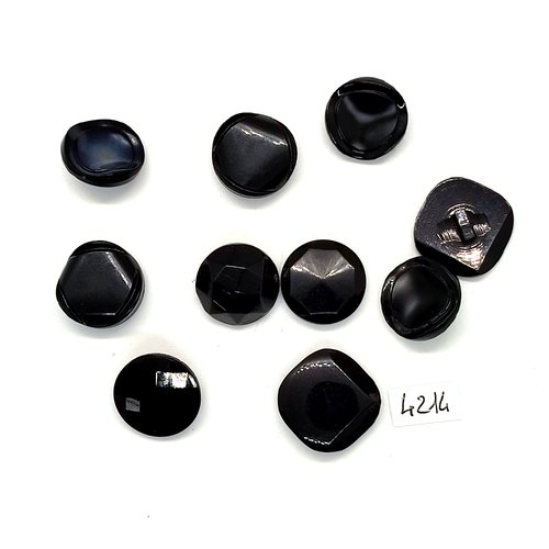 10 boutons en résine noir - 19x19mm et 18mm - tr4214