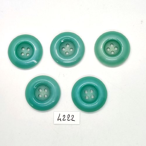 5 boutons en résine bleu / vert - 27mm - tr4222