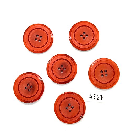 6 boutons en résine marron - 28mm - tr4227