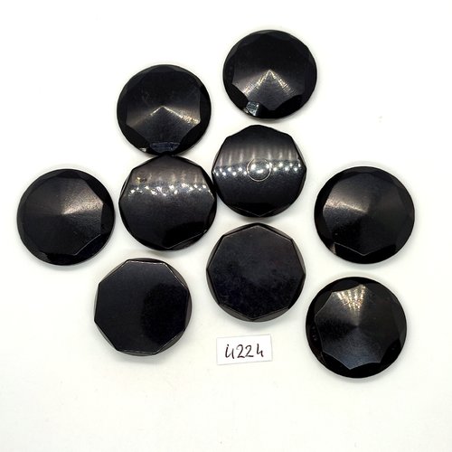 9 boutons en résine noir - 30mm et 31mm - tr4224