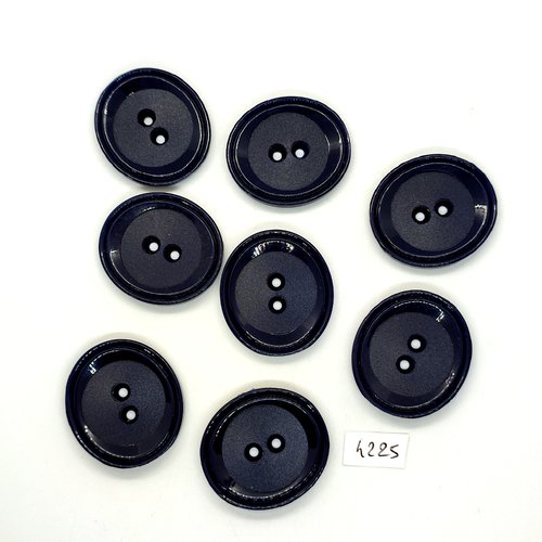 7 boutons en résine noir et bleu foncé - 30x33mm - tr4225
