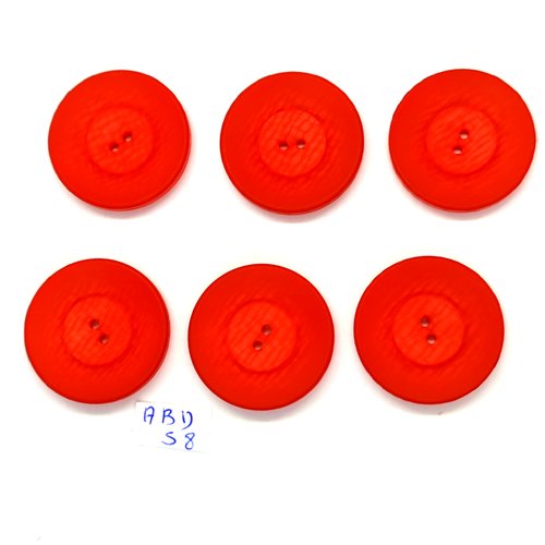 6 boutons en résine rouge - vintage - 30mm - abd58