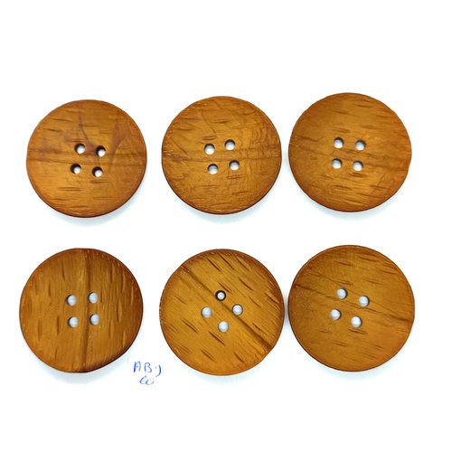 6 boutons en résine marron - vintage - 44mm - abd60