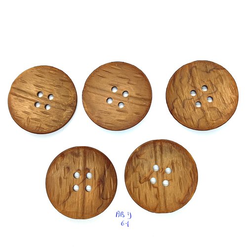 5 boutons en résine marron / taupe - vintage - 45mm - abd61