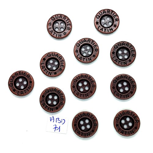 11 boutons en métal cuivre - quartier latin - 16mm - abd71