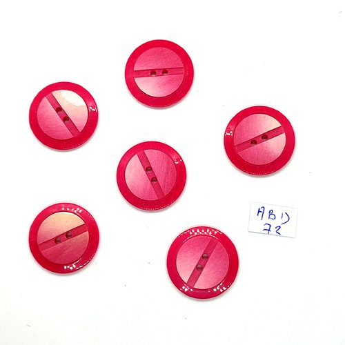 6 boutons en résine fuchsia et rose - 23mm - abd72
