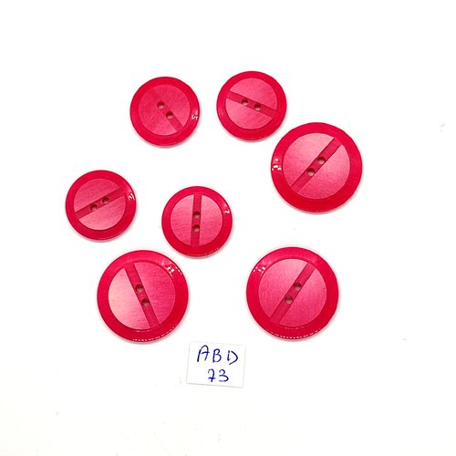 7 boutons en résine fuchsia et rose - 23mm et 18mm - abd73