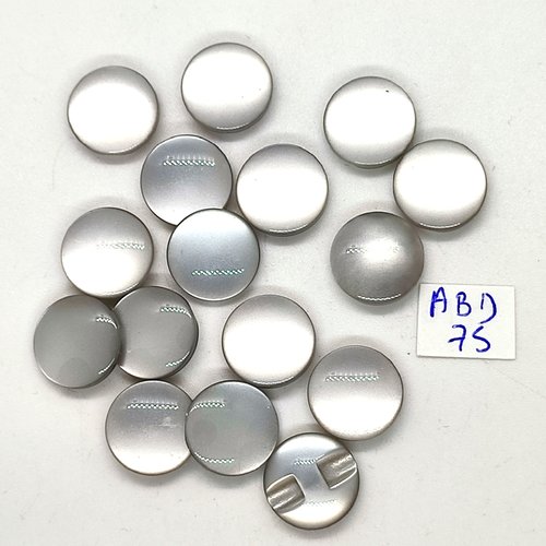 16 boutons en résine gris clair - 14mm - abd75