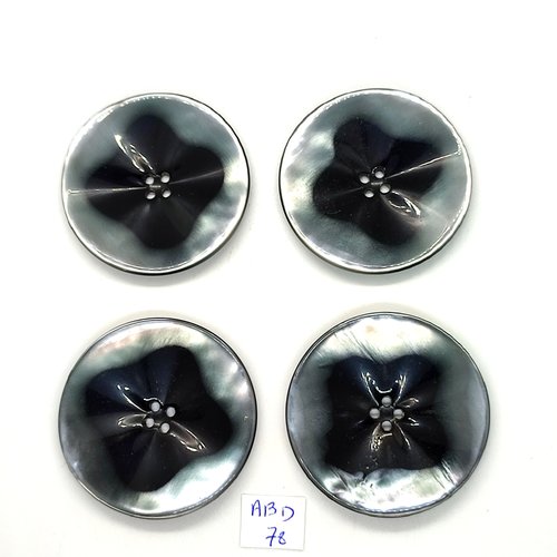4 boutons en résine gris - 50mm - abd78