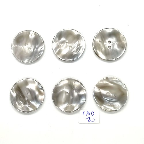 4 boutons en résine gris clair - 28mm - abd80
