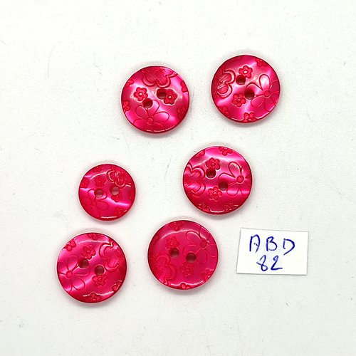6 boutons en résine fuchsia - 12mm et 15mm - ab82