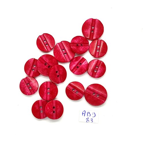 16 boutons en résine fuchsia - 18mm et 15mm - abd83