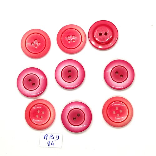 8 boutons en résine fuchsia / rose - 22mm - abd84
