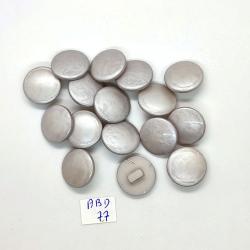 16 boutons en résine gris clair - 17mm - abd77