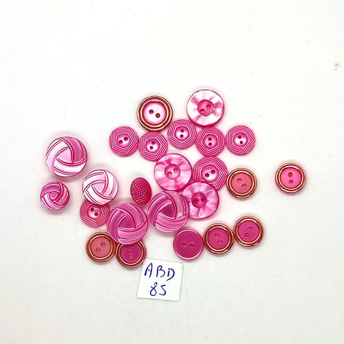 24 boutons en résine rose et doré - entre 10mm et 14mm - abd85